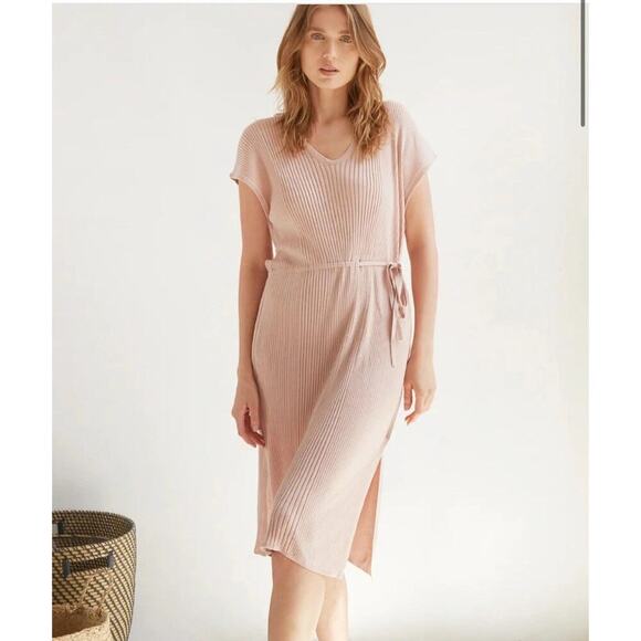 Oyun Studio Ribbed Knit Column Dress Size XS/S Pima Cotton Baby Alpaca Peru - Picture 1 of 16